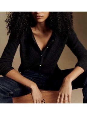 Sezane Gaspard Cardigan Black Wool Mohair Alpaca Knit Size Small Buttons